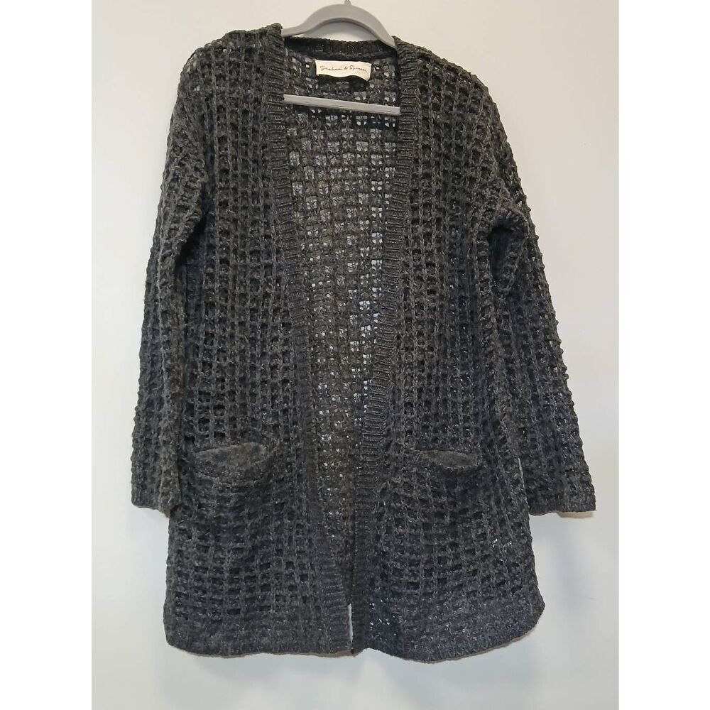 Graham & Spencer women medium sweater alpaca wool triexta cardigan gray slouchy